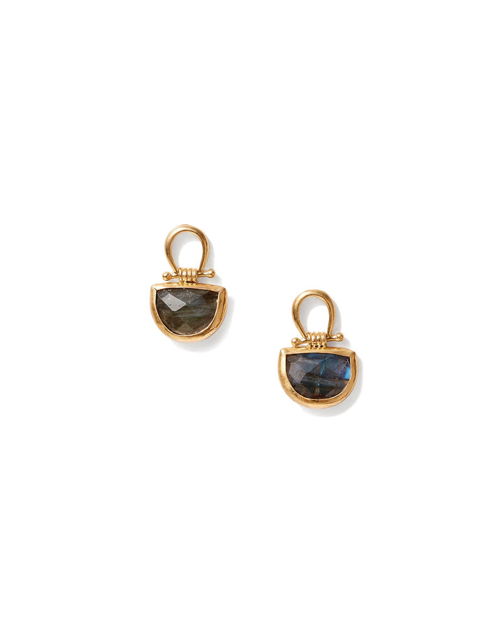 Chan Luu-Luna Studs-Earrings-18k Gold Vermeil, Labradorite-Blue Ruby Jewellery-Vancouver Canada