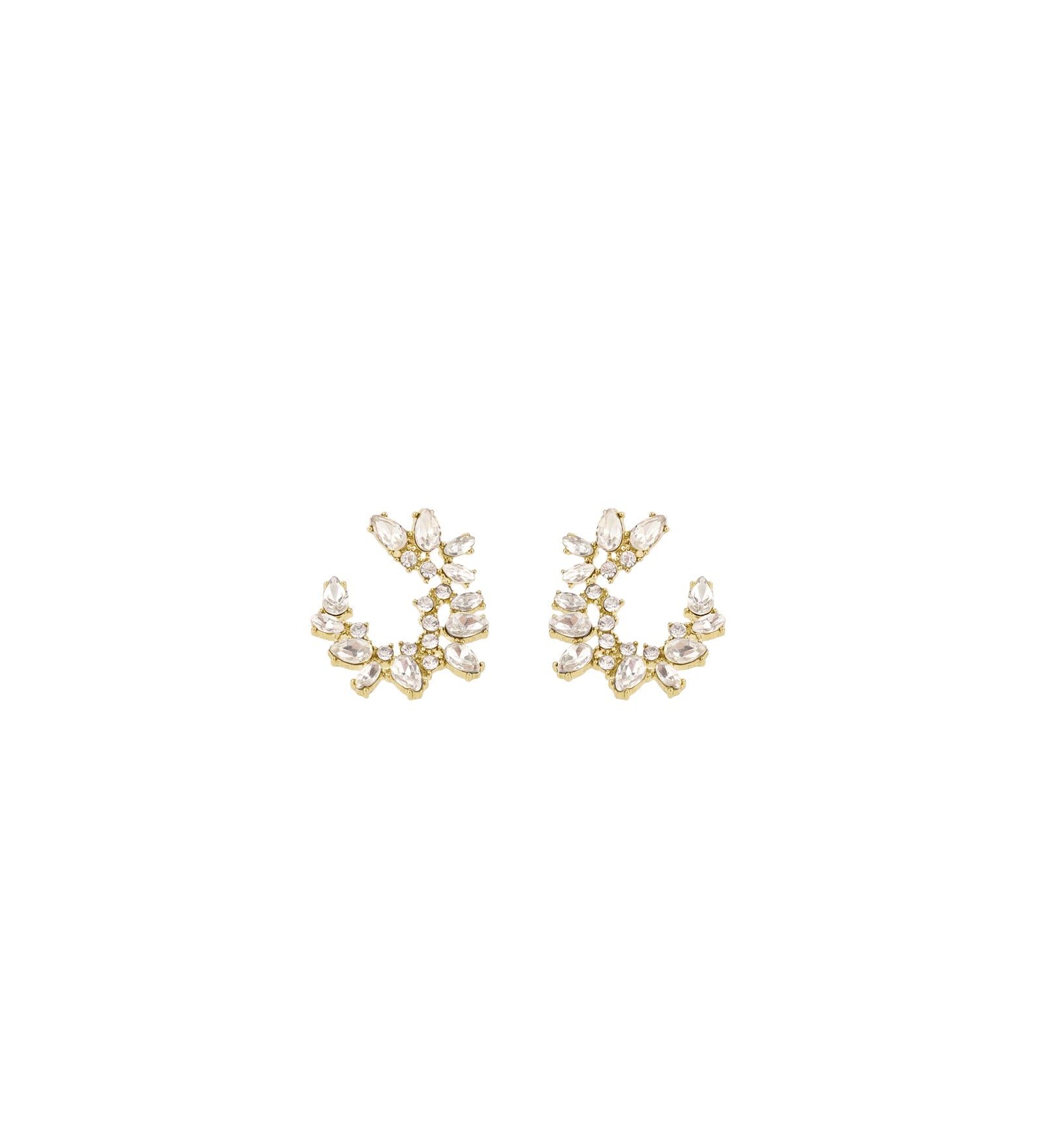 Olive & Piper-Lupe Crescent Studs-Earrings-Oxidized Gold, Crystal-Blue Ruby Jewellery-Vancouver Canada