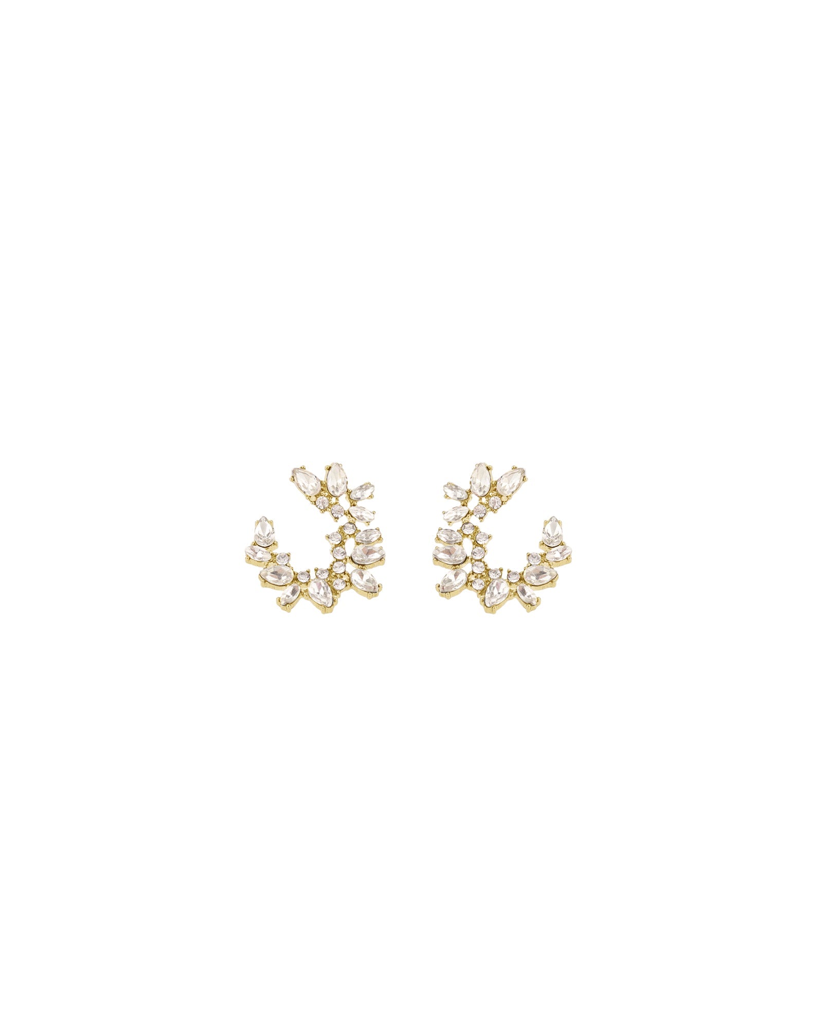 Olive & Piper-Lupe Crescent Studs-Earrings-Oxidized Gold, Crystal-Blue Ruby Jewellery-Vancouver Canada
