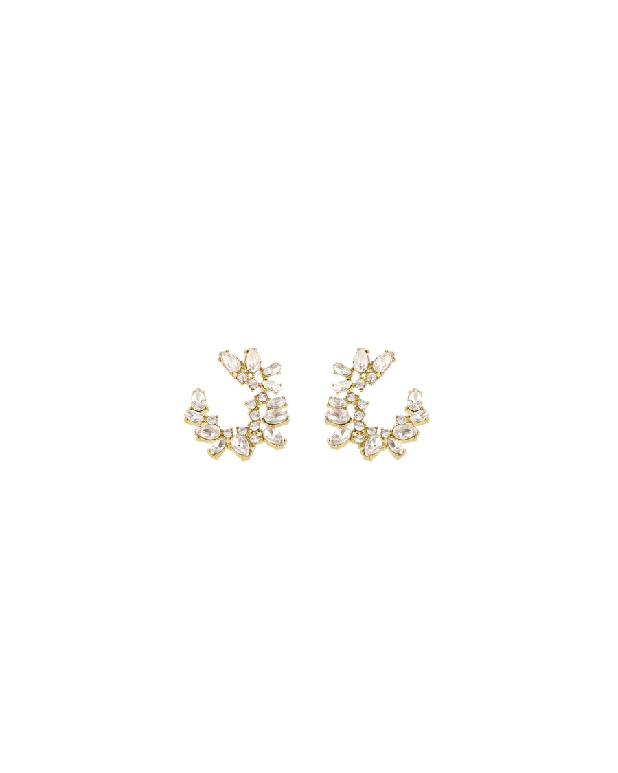 Olive & Piper-Lupe Crescent Studs-Earrings-Oxidized Gold, Crystal-Blue Ruby Jewellery-Vancouver Canada