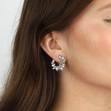 Olive & Piper-Lupe Crescent Studs-Earrings-Silver-Tone, Crystal-Blue Ruby Jewellery-Vancouver Canada
