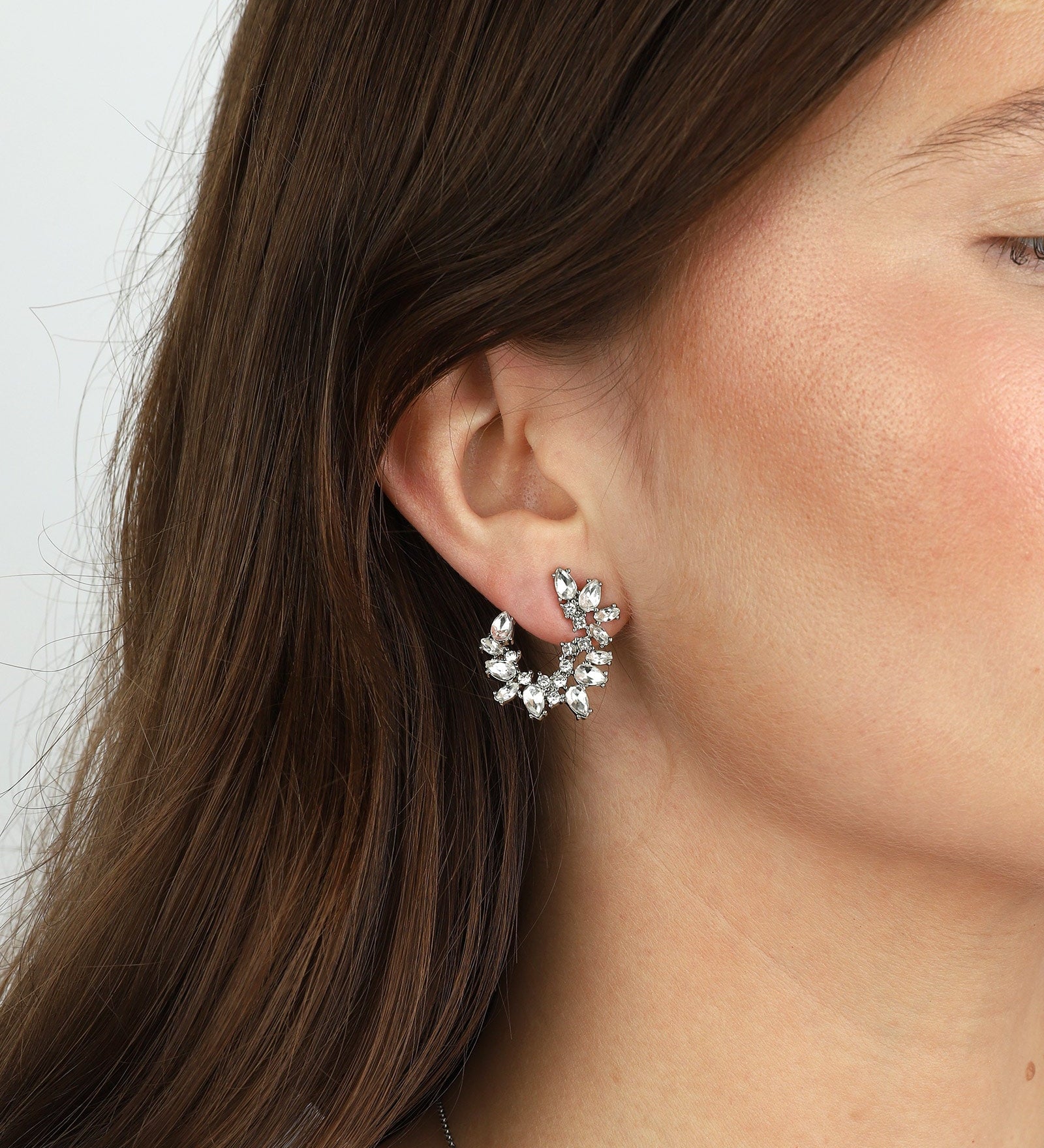Olive & Piper-Lupe Crescent Studs-Earrings-Silver-Tone, Crystal-Blue Ruby Jewellery-Vancouver Canada