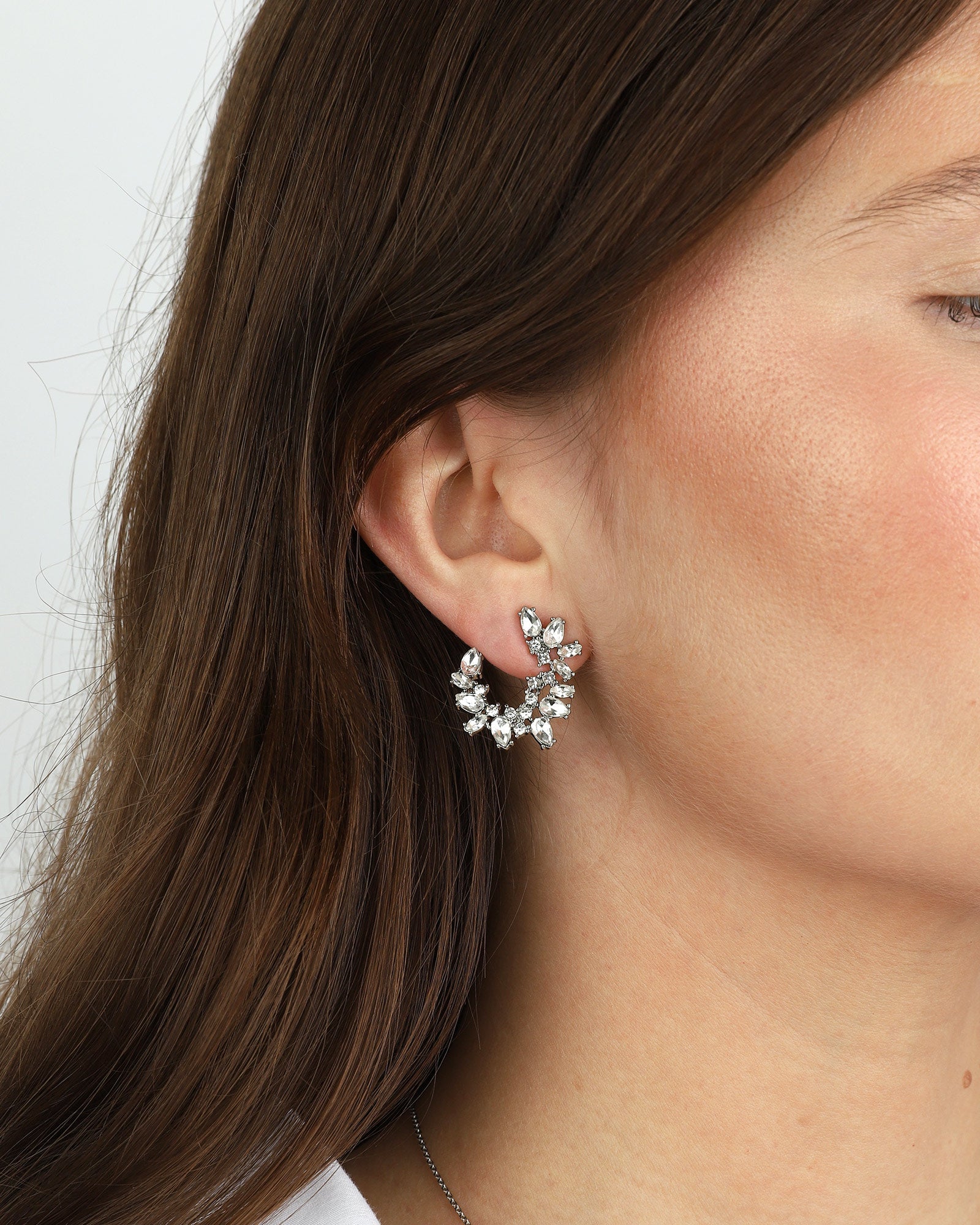 Olive & Piper-Lupe Crescent Studs-Earrings-Silver-Tone, Crystal-Blue Ruby Jewellery-Vancouver Canada