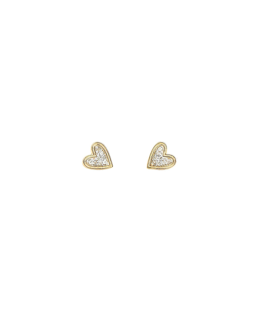 Adina Reyter-Make Your Move Pavé Heart Studs-Earrings-14k Yellow Gold, Diamond-Blue Ruby Jewellery-Vancouver Canada