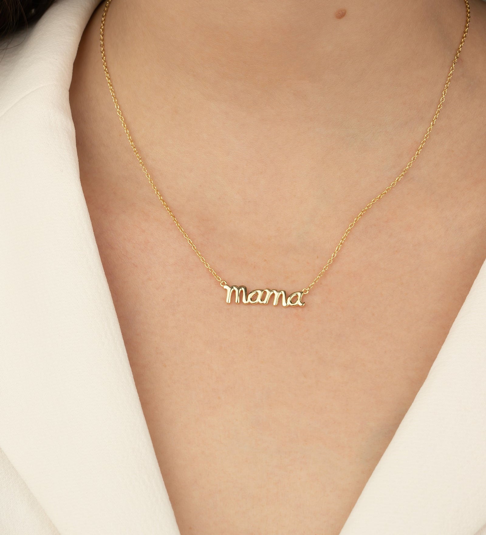 Quiet Icon-Mama Cursive Necklace-Necklaces-14k Gold Vermeil-Blue Ruby Jewellery-Vancouver Canada