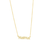 Quiet Icon-Mama Cursive Necklace-Necklaces-14k Gold Vermeil-Blue Ruby Jewellery-Vancouver Canada