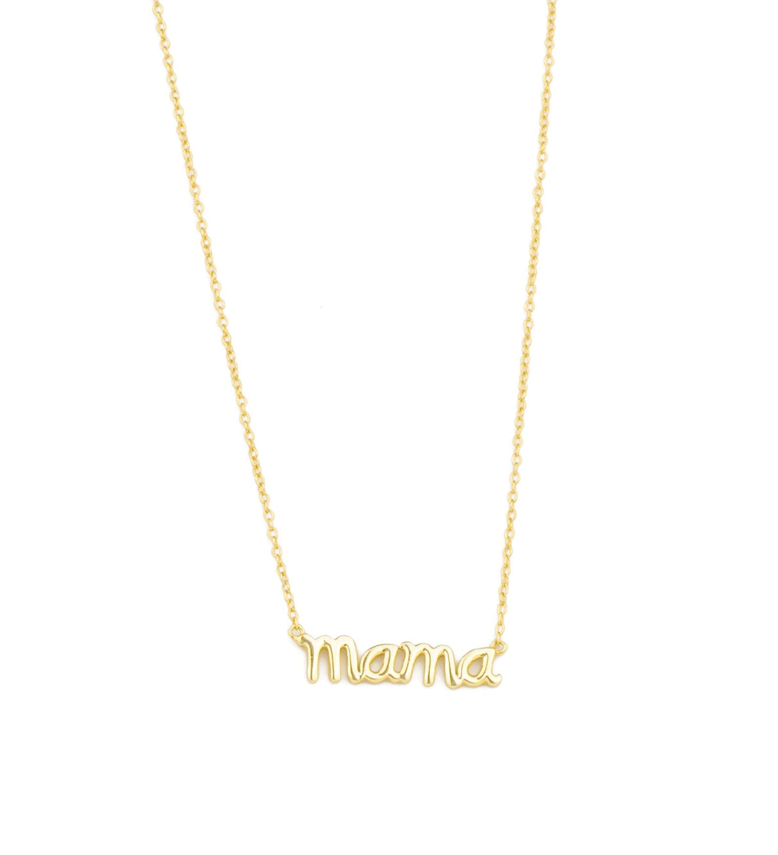 Quiet Icon-Mama Cursive Necklace-Necklaces-14k Gold Vermeil-Blue Ruby Jewellery-Vancouver Canada