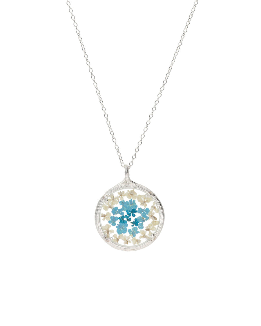 Catherine Weitzman-Mandala Flower Necklace I Small-Necklaces-Sterling Silver, Blue Ombre-Blue Ruby Jewellery-Vancouver Canada