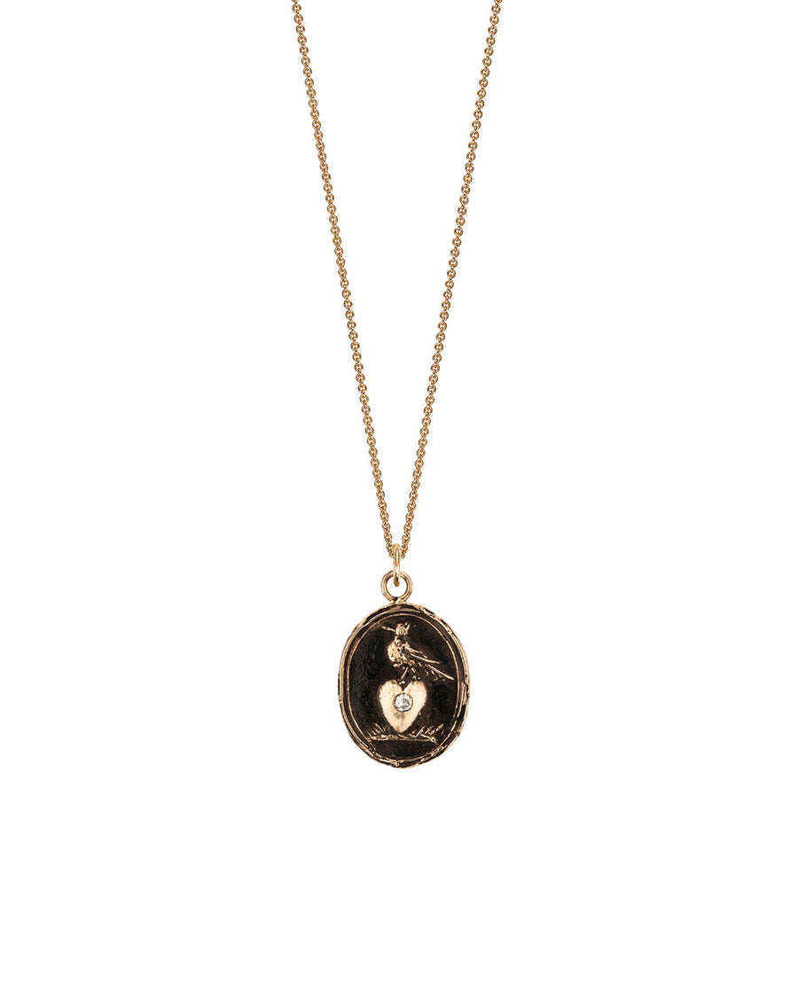 Pyrrha-Martle & Heart 14k Gold Diamond Set Talisman-Necklaces-14k Yellow Gold, Diamond-Blue Ruby Jewellery-Vancouver Canada