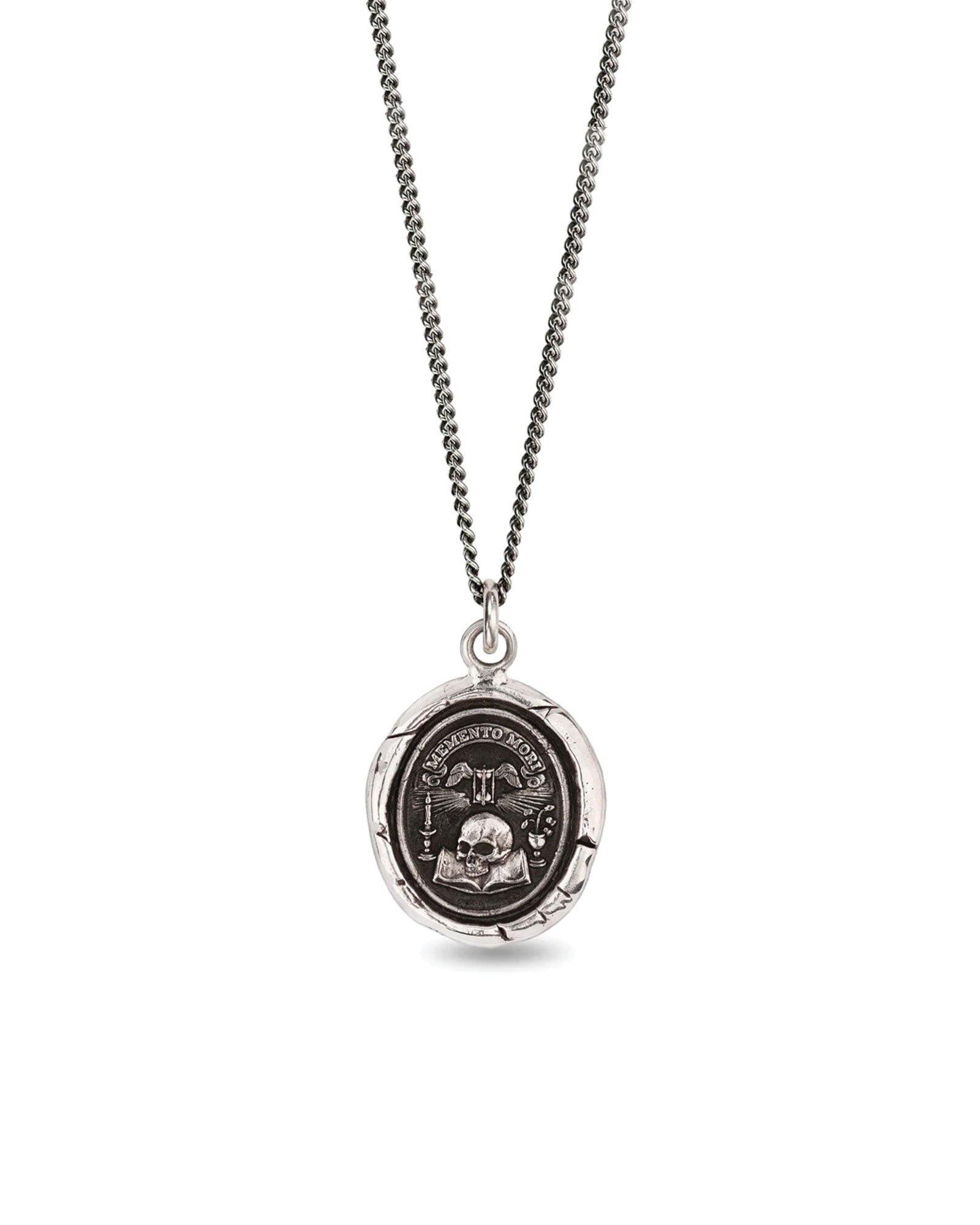 Memento Mori Talisman-Oxidized Sterling Silver-Blue Ruby Jewellery-Vancouver Canada