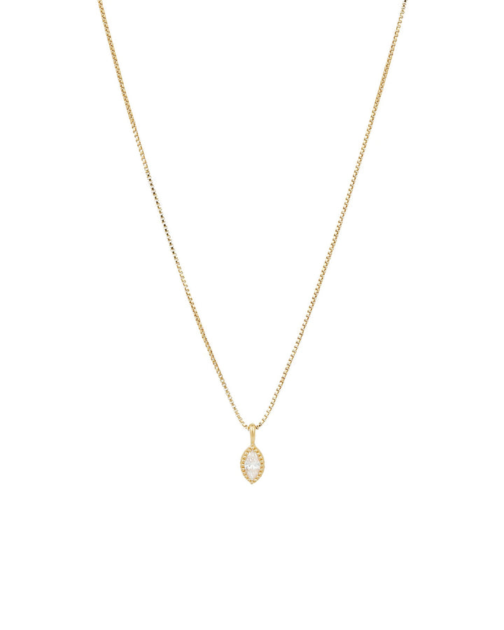 Tashi-Milgrain Marquise CZ Necklace-Necklaces-14k Gold Vermeil, Cubic Zirconia-Blue Ruby Jewellery-Vancouver Canada