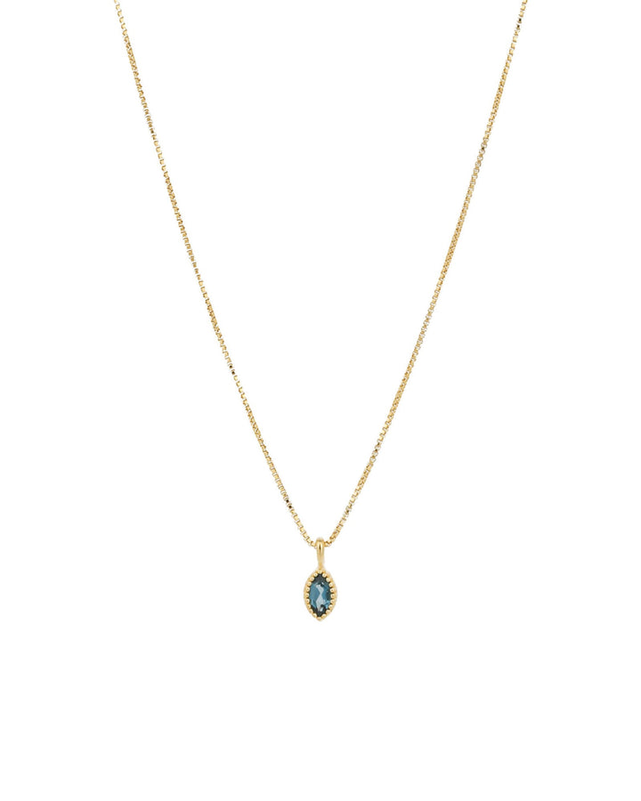 Tashi-Milgrain Marquise Stone Necklace-Necklaces-14k Gold Vermeil, London Blue Topaz-Blue Ruby Jewellery-Vancouver Canada