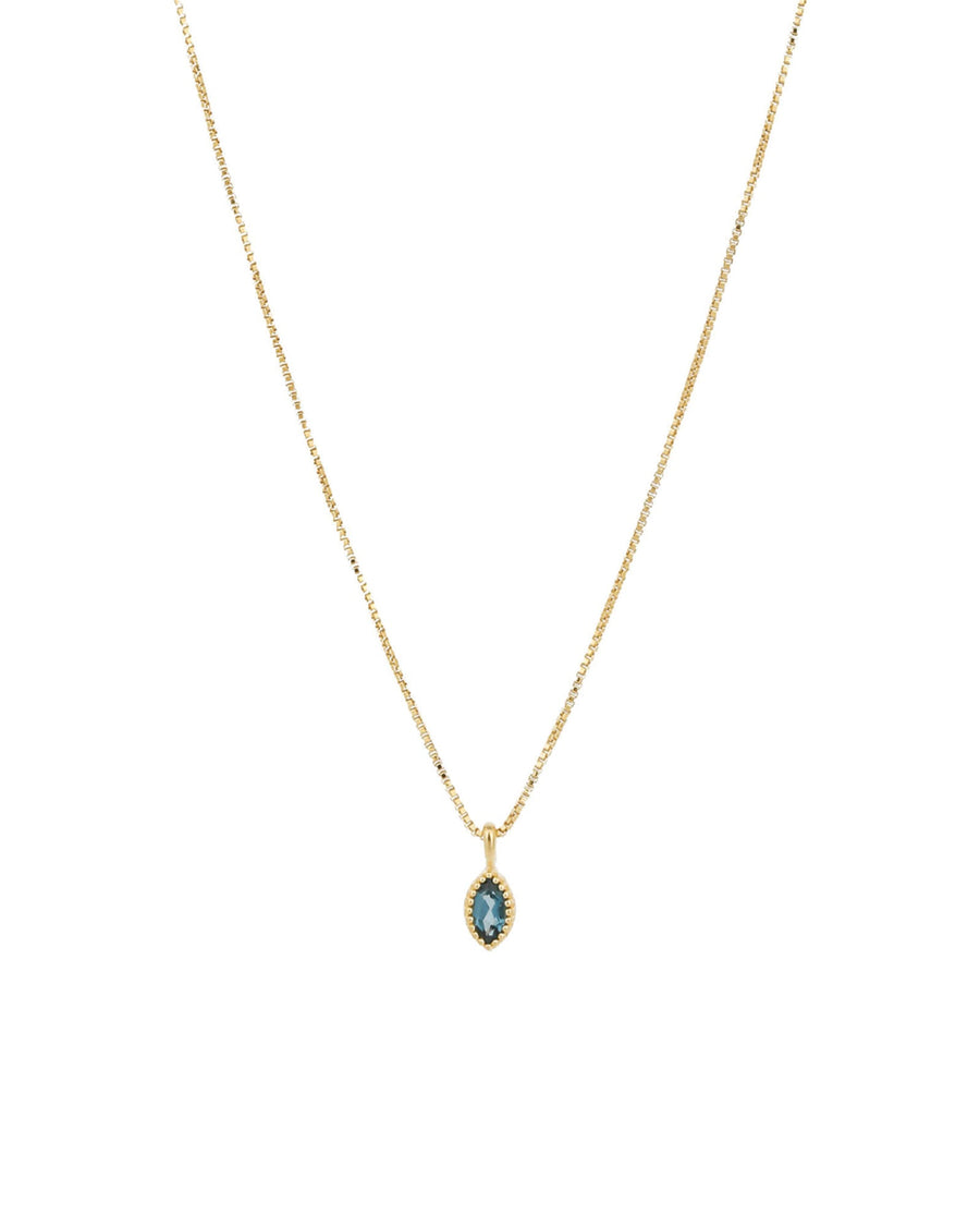 Tashi-Milgrain Marquise Stone Necklace-Necklaces-14k Gold Vermeil, London Blue Topaz-Blue Ruby Jewellery-Vancouver Canada