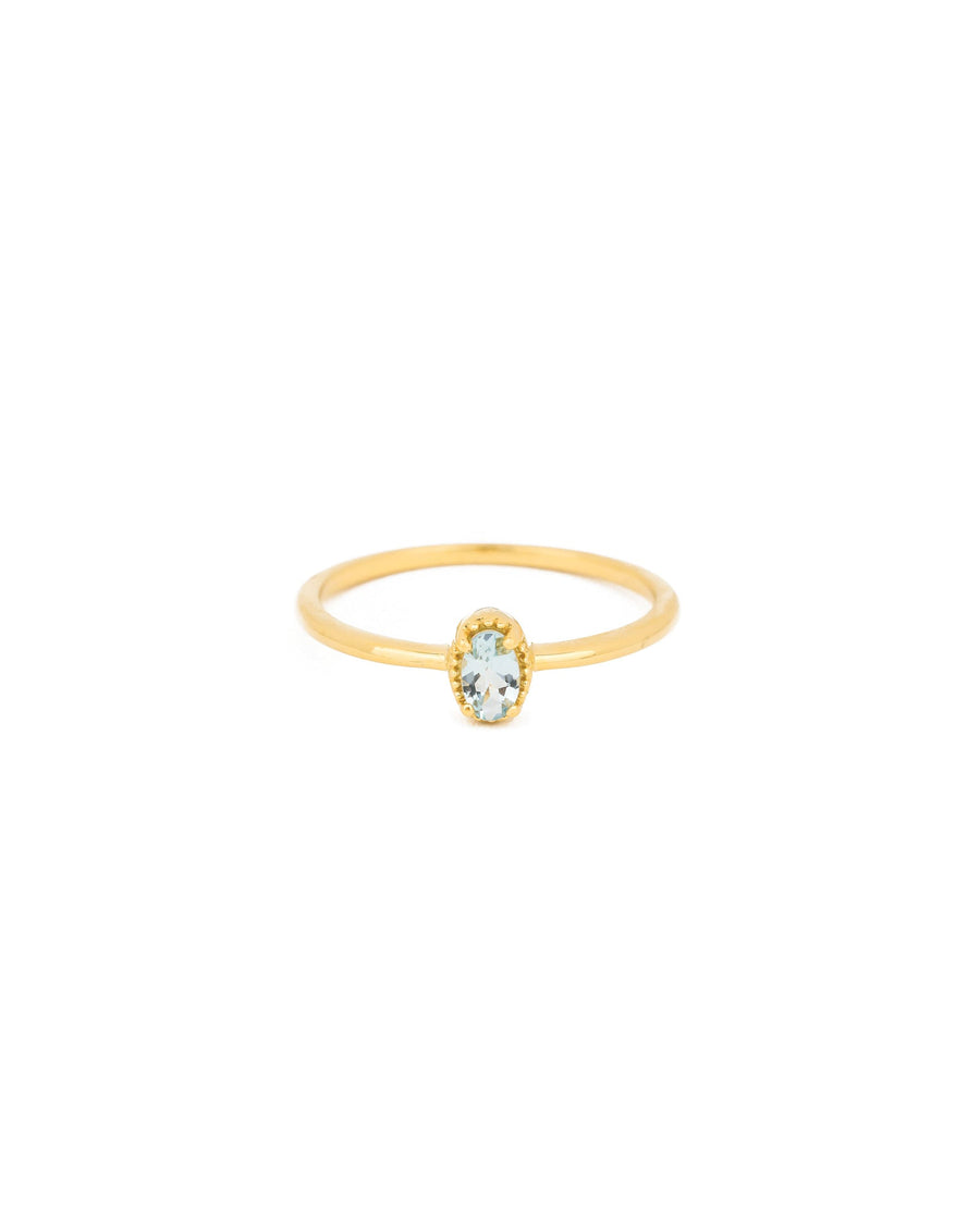 Tashi-Milgrain Oval Stone Ring-Rings-14k Gold Vermeil, Aquamarine-5-Blue Ruby Jewellery-Vancouver Canada