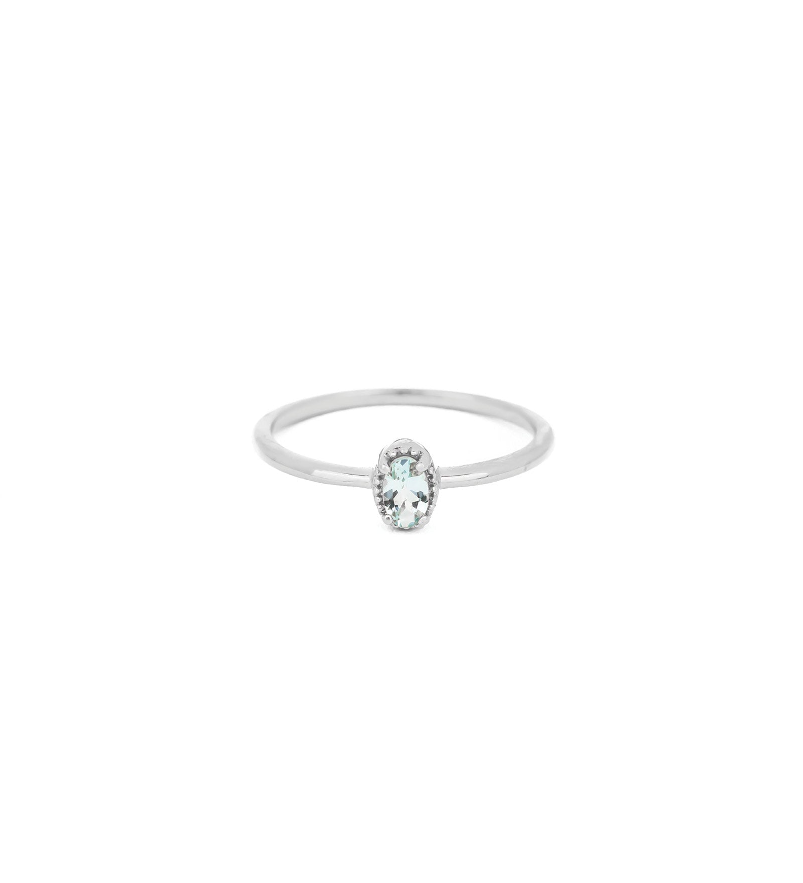 Tashi-Milgrain Oval Stone Ring-Rings-Sterling Silver, Aquamarine-5-Blue Ruby Jewellery-Vancouver Canada
