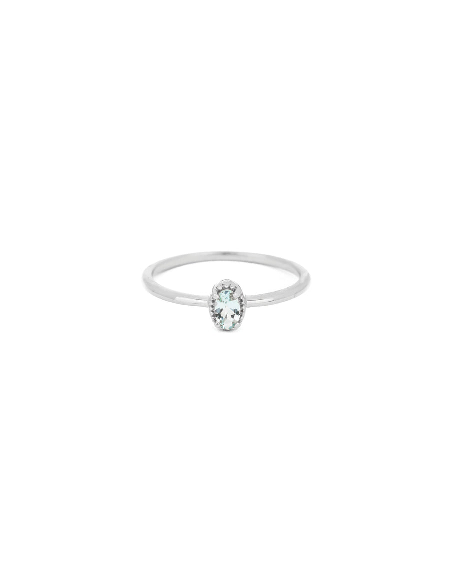 Tashi-Milgrain Oval Stone Ring-Rings-Sterling Silver, Aquamarine-5-Blue Ruby Jewellery-Vancouver Canada