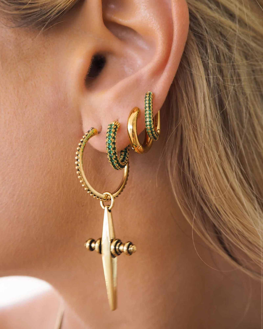 Luv AJ-Mini Cross Hoops-Earrings-18k Gold Plated-Blue Ruby Jewellery-Vancouver Canada