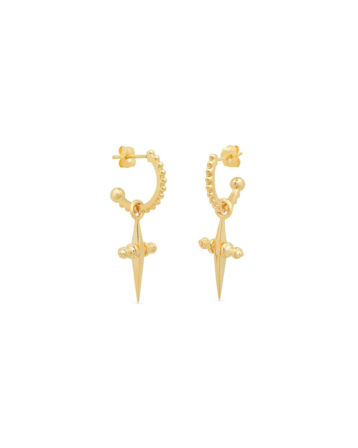 Luv AJ-Mini Cross Hoops-Earrings-18k Gold Plated-Blue Ruby Jewellery-Vancouver Canada