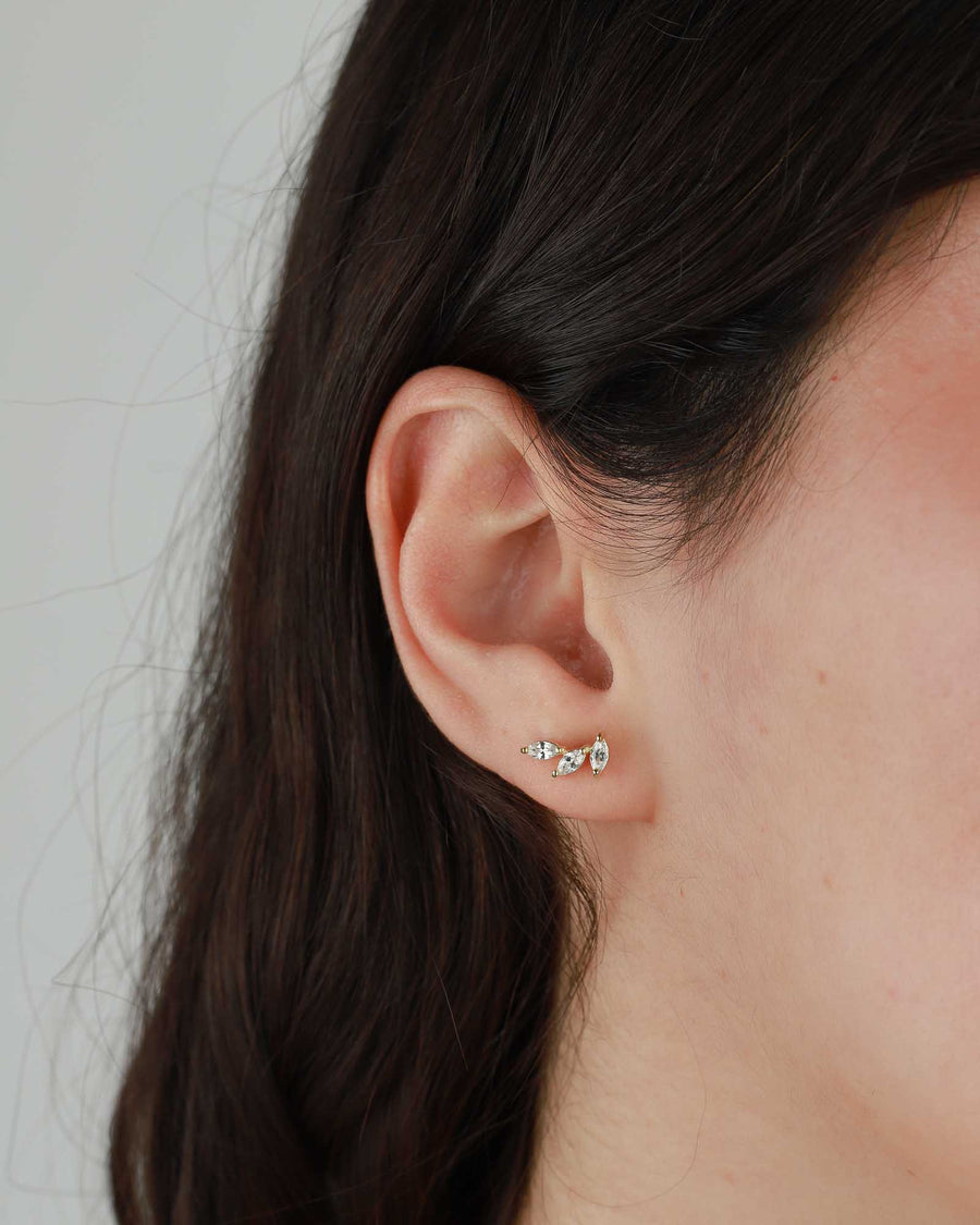Tashi-Mini Marquis Stud-Earrings-14k Gold Vermeil, Cubic Zirconia-Right-Blue Ruby Jewellery-Vancouver Canada