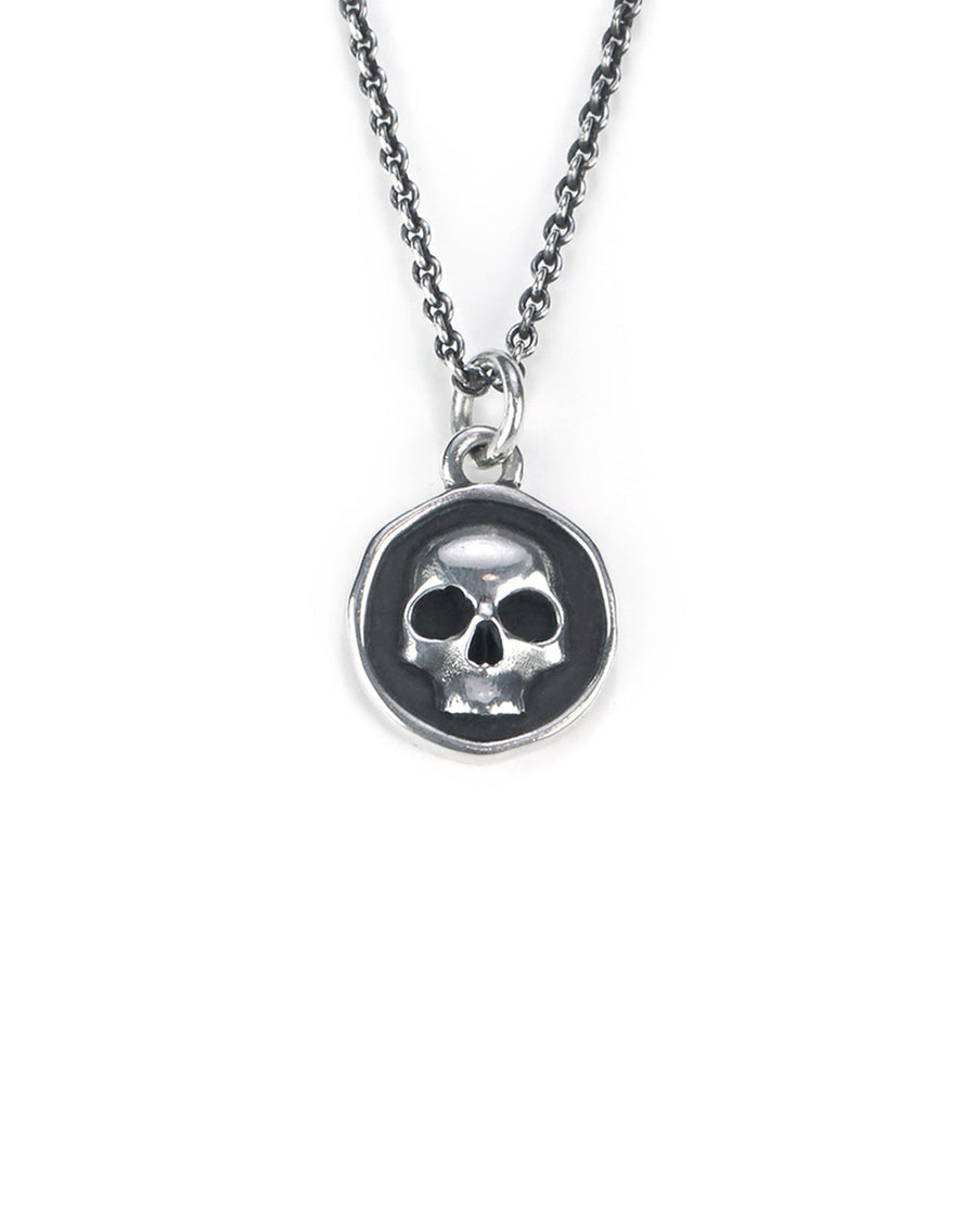Kolton Babych-Mini Skull Pendant-Necklaces-Oxidized Sterling Silver-Blue Ruby Jewellery-Vancouver Canada