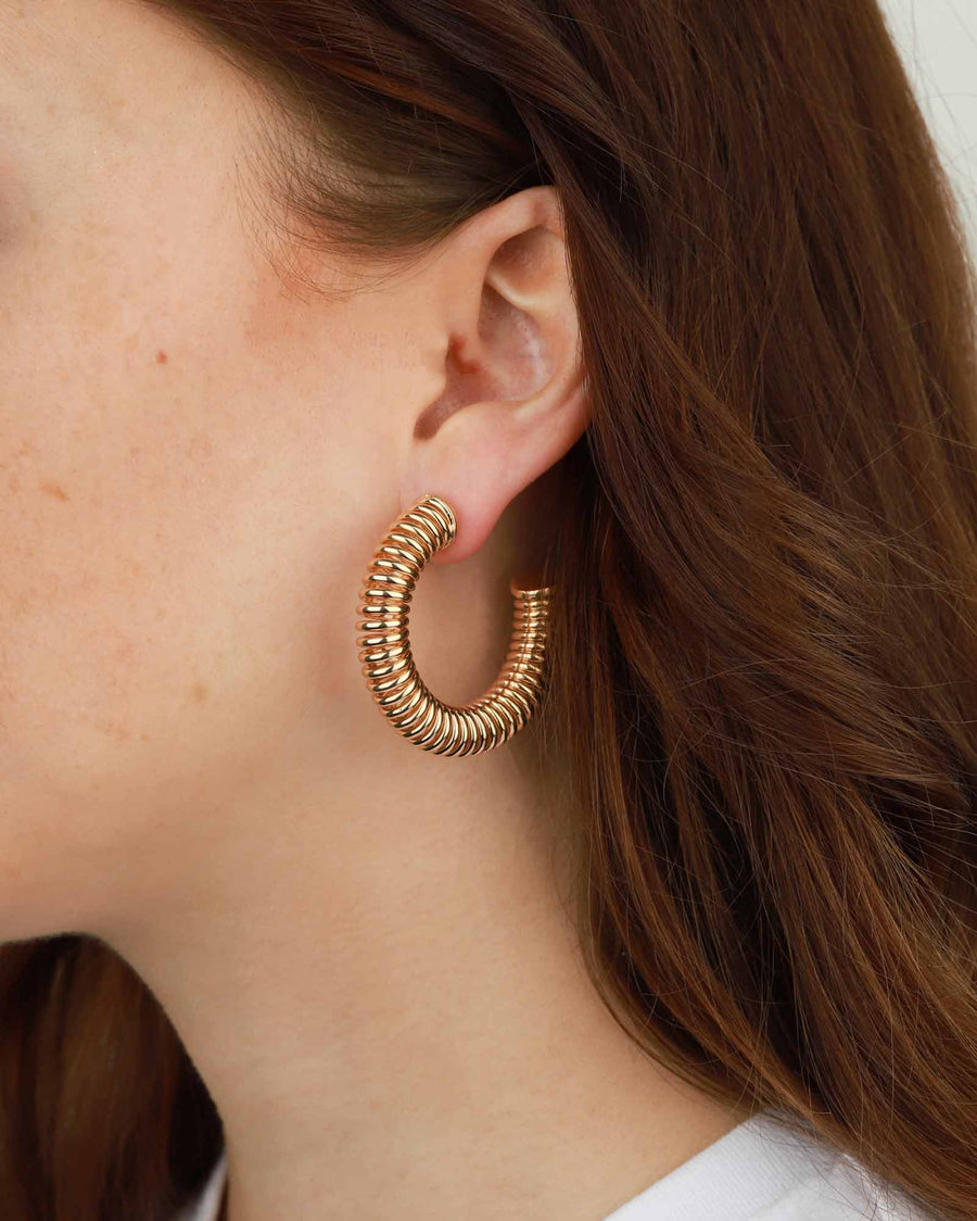 Martha Calvo-Mini Spring Hoops-Earrings-14k Gold Plated-Blue Ruby Jewellery-Vancouver Canada