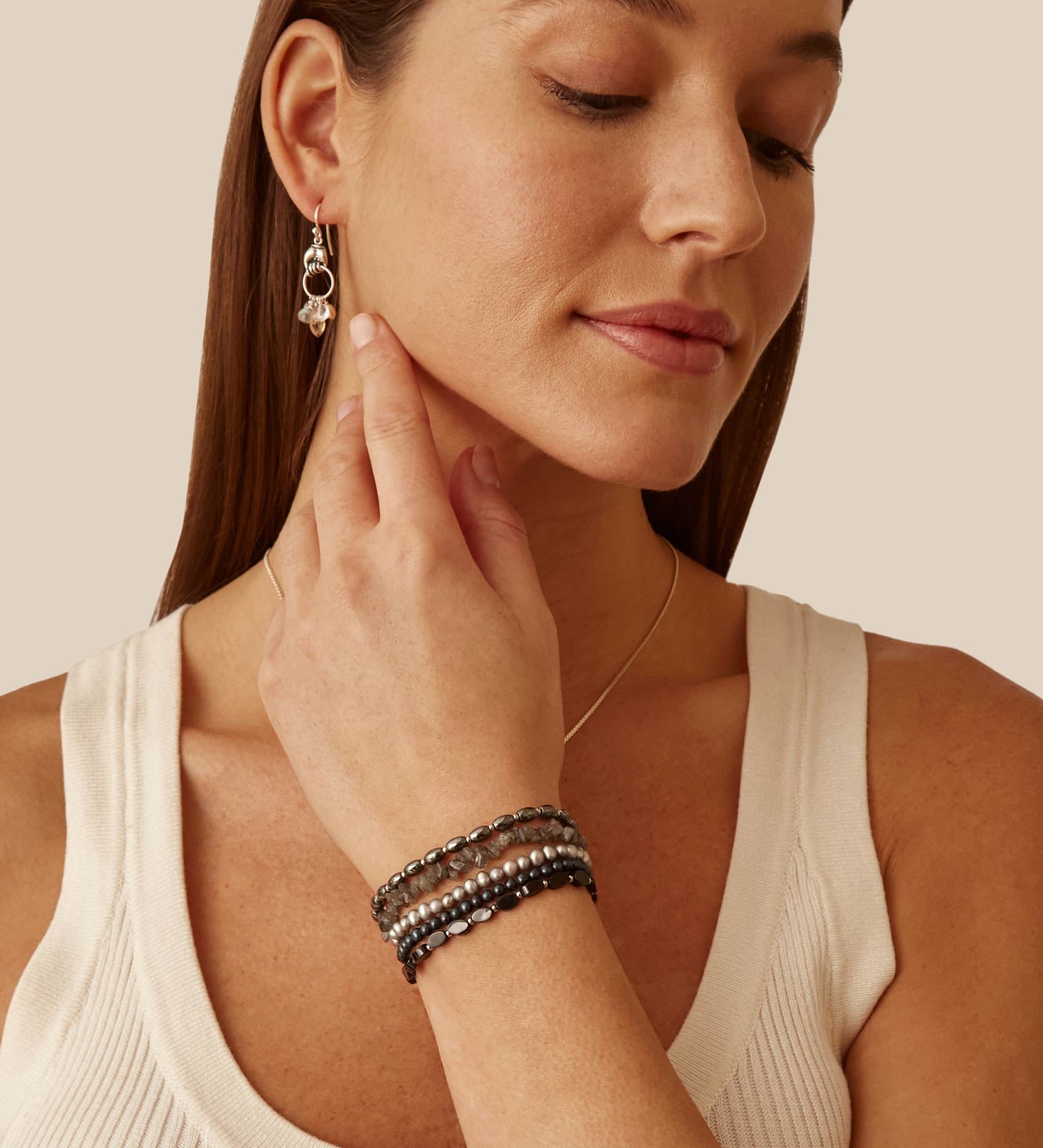 Chan Luu-Mix Naked Wrap Bracelet-Bracelets-Sterling Silver-Blue Ruby Jewellery-Vancouver Canada