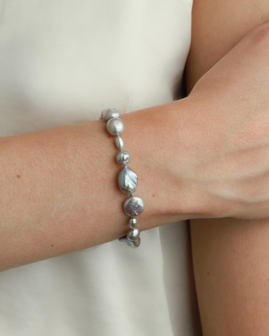 Poppy Rose-Mix Pearl Bracelet-Bracelets-14k Gold-fill, Grey Pearl-Blue Ruby Jewellery-Vancouver Canada