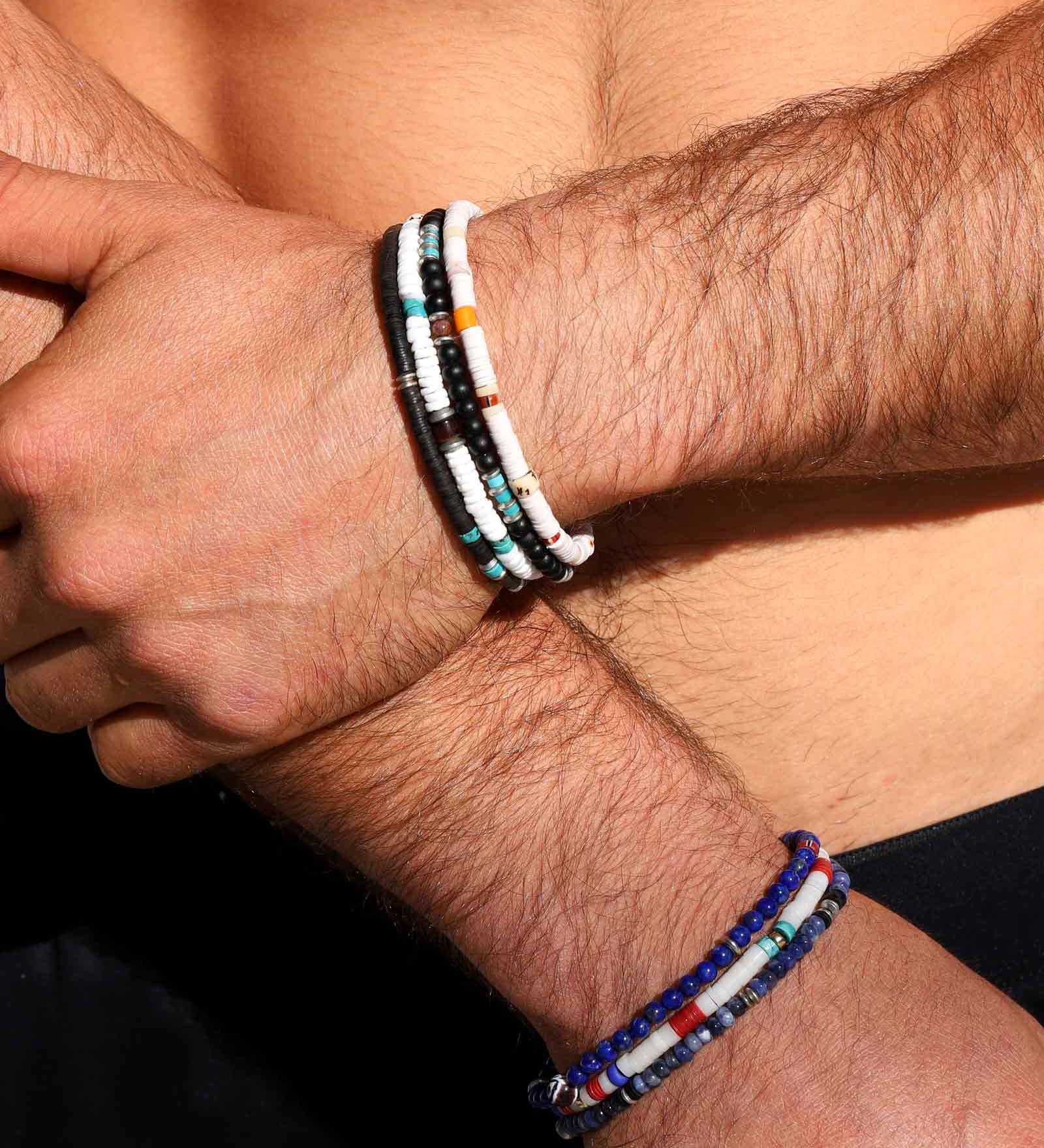 Finley & Wilder-Mix Stone Shell Bracelet-Bracelets-Oxidized Silver, Shell Beads-Blue Ruby Jewellery-Vancouver Canada