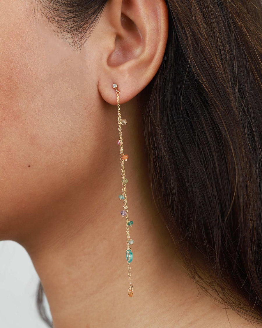 Gem Jar-Mixed Chain Multi Stone Drop Earrings-Earrings-14k Gold Filled, Apatite-Blue Ruby Jewellery-Vancouver Canada