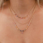 Mixed Chain Teardrop Stone Necklace 14k Gold Filled, Multi
