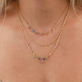 Mixed Chain Teardrop Stone Necklace 14k Gold Filled, Multi