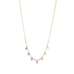 Mixed Chain Teardrop Stone Necklace 14k Gold Filled, Multi