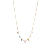 Mixed Chain Teardrop Stone Necklace 14k Gold Filled, Multi