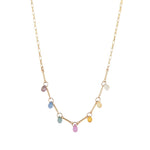 Gem Jar-Mixed Chain Teardrop Stone Necklace-Necklaces-14k Gold Filled, Multi-Blue Ruby Jewellery-Vancouver Canada