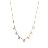 Gem Jar-Mixed Chain Teardrop Stone Necklace-Necklaces-14k Gold Filled, Multi-Blue Ruby Jewellery-Vancouver Canada