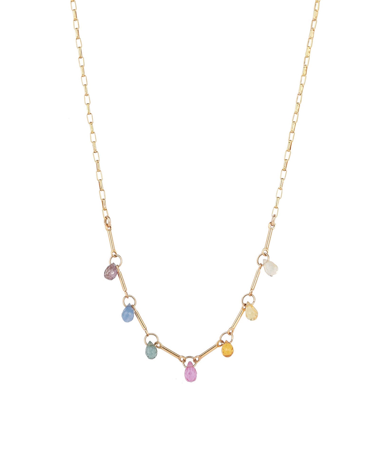 Gem Jar-Mixed Chain Teardrop Stone Necklace-Necklaces-14k Gold Filled, Multi-Blue Ruby Jewellery-Vancouver Canada