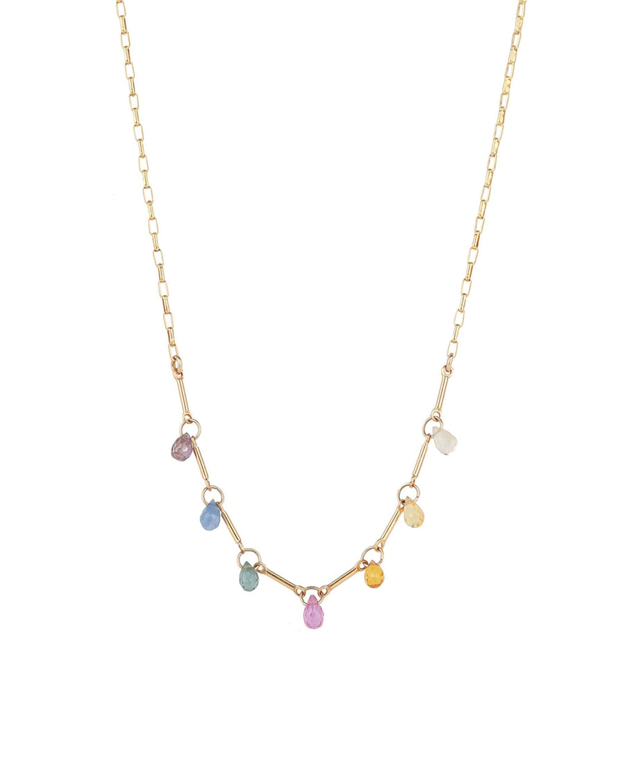 Gem Jar-Mixed Chain Teardrop Stone Necklace-Necklaces-14k Gold Filled, Multi-Blue Ruby Jewellery-Vancouver Canada