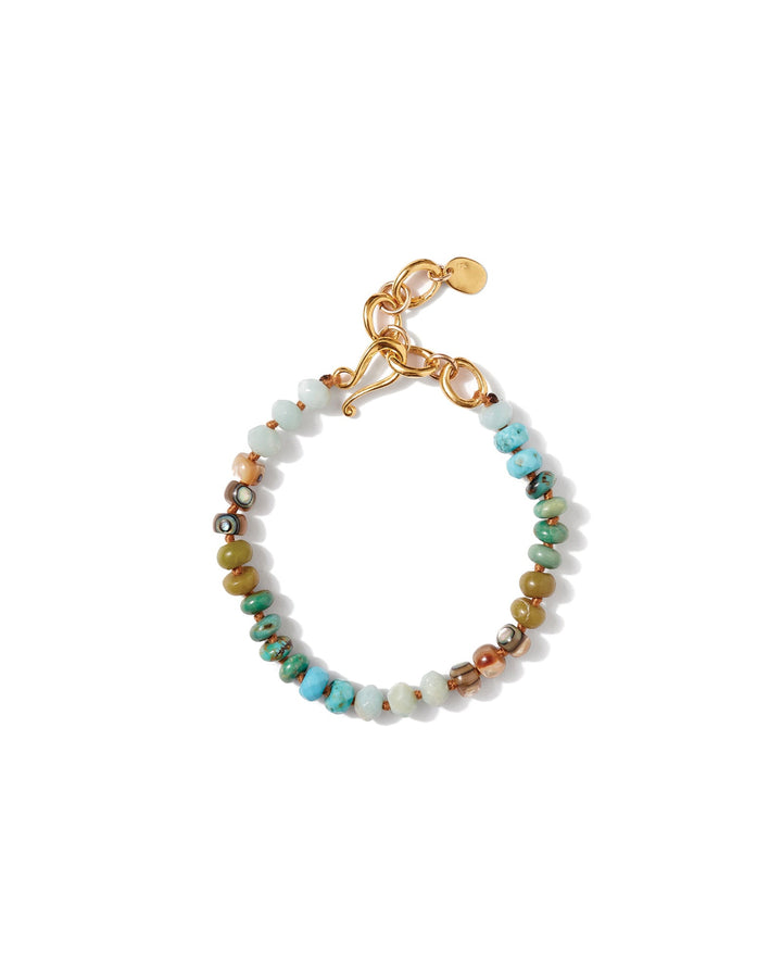 Chan Luu-Mixed Gemstone Hook Bracelet-Bracelets-18k Gold Vermeil, Turquoise-Blue Ruby Jewellery-Vancouver Canada