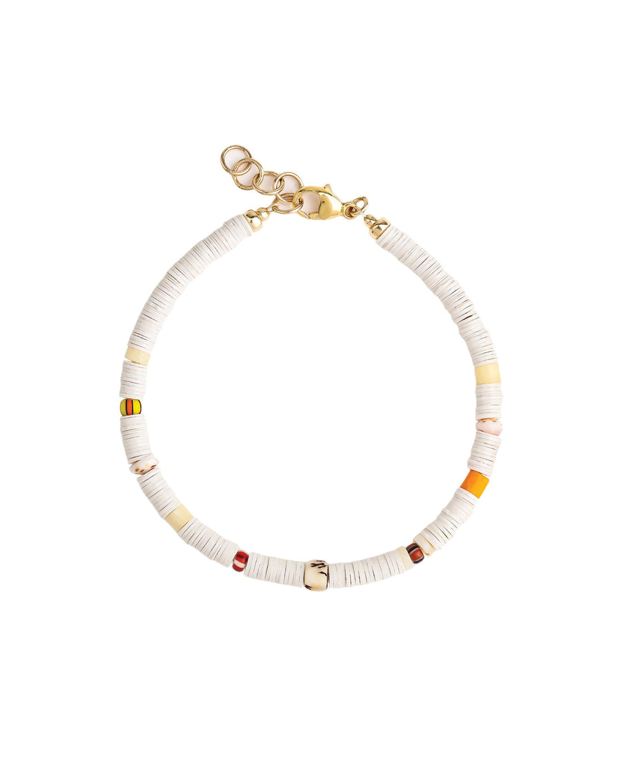 Finley & Wilder-Mixed Heishi Beaded Bracelet-Bracelets-14k Gold Filled, White Beads-Blue Ruby Jewellery-Vancouver Canada