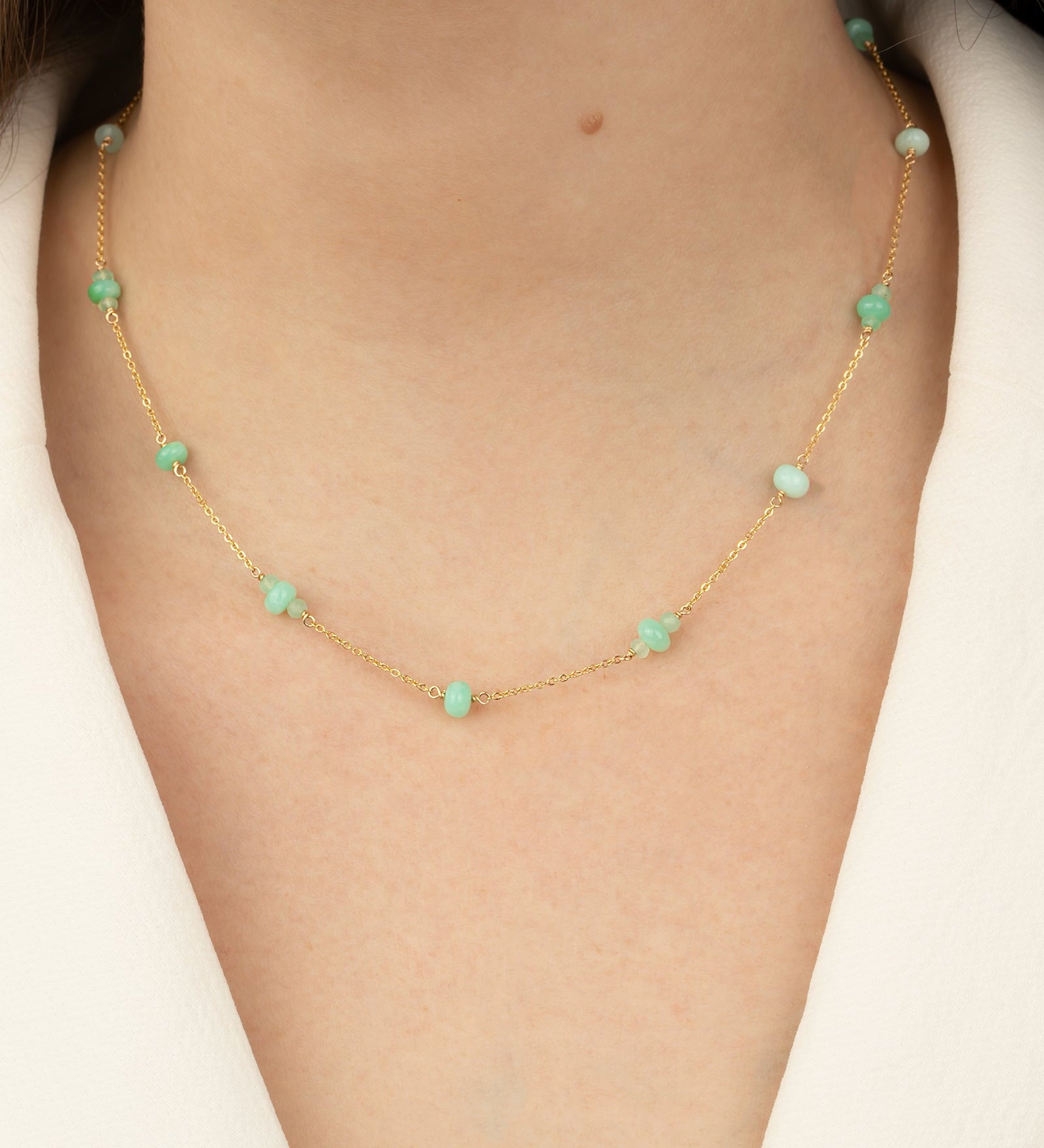 Gem Jar-Mixed Station Stone Necklace-Necklaces-14k Gold Filled, Green Opal-Blue Ruby Jewellery-Vancouver Canada