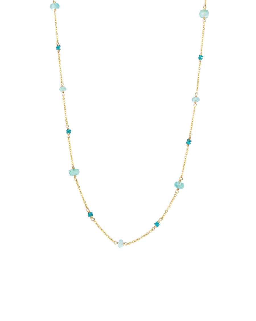 Cause We Care-Mixed Stone Beaded Station Necklace-Necklaces-14k Gold Filled, Apatite-Blue Ruby Jewellery-Vancouver Canada
