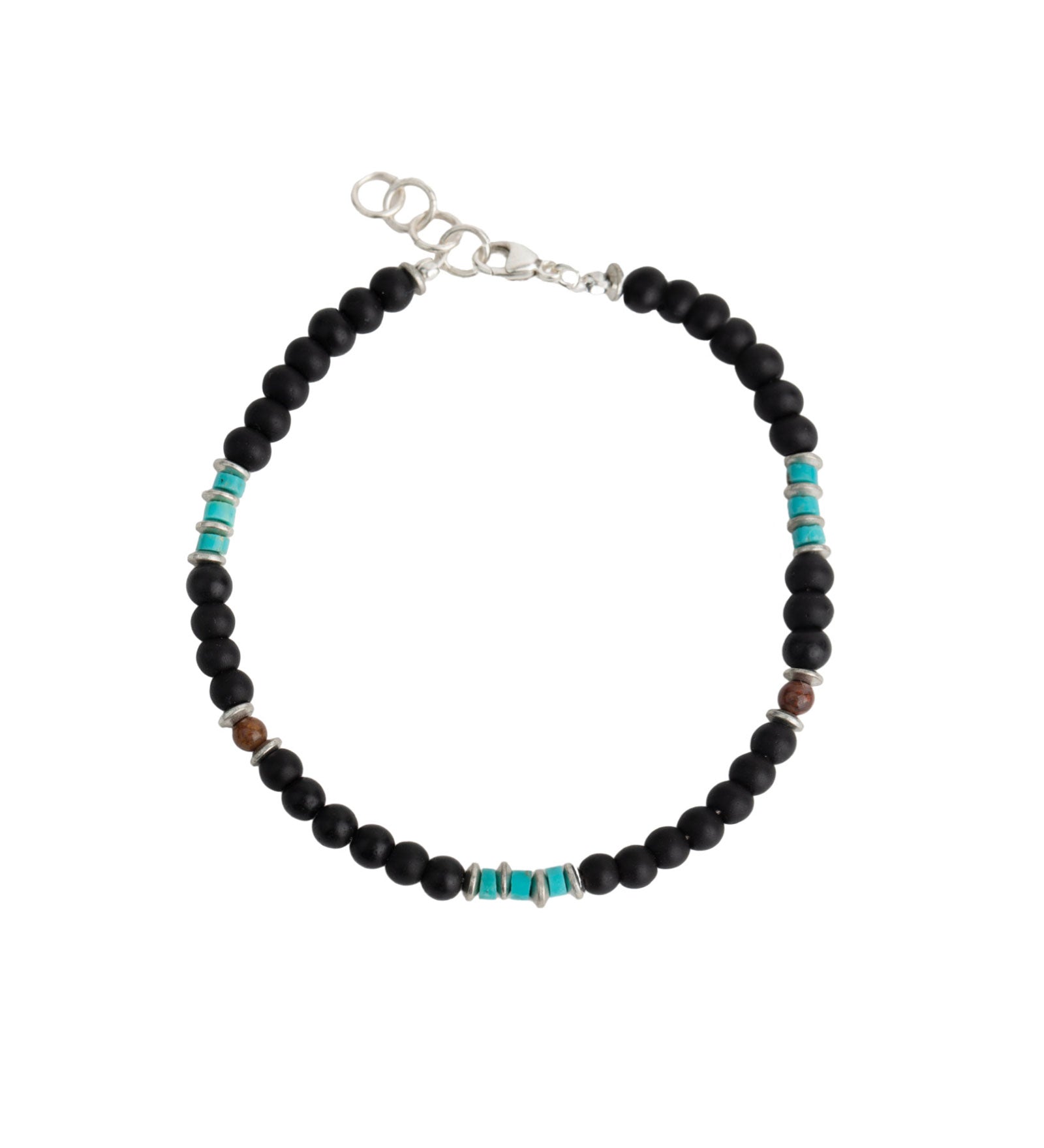 Finley & Wilder-Mixed Stone Disc Bracelet-Bracelets-Sterling Silver Findings, Gumba Beads-Blue Ruby Jewellery-Vancouver Canada