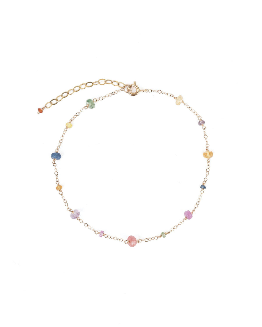 Gem Jar-Mixed Stone Station Anklet-Anklets-14k Gold Filled, Multi-Blue Ruby Jewellery-Vancouver Canada