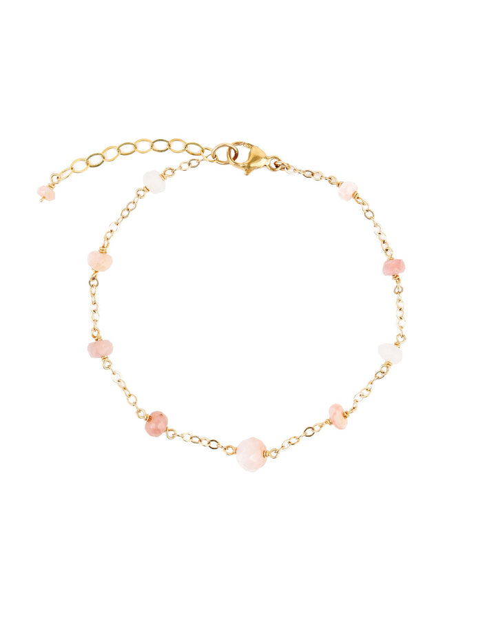 Gem Jar-Mixed Stone Station Bracelet-Bracelets-14kt Gold Filled, Pink Opal-Blue Ruby Jewellery-Vancouver Canada