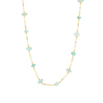 Cause We Care-Mixed Stone Station Necklace-Necklaces-14k Gold Filled, Aquamarine-Blue Ruby Jewellery-Vancouver Canada