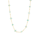 Cause We Care-Mixed Stone Station Necklace-Necklaces-14k Gold Filled, Aquamarine-Blue Ruby Jewellery-Vancouver Canada