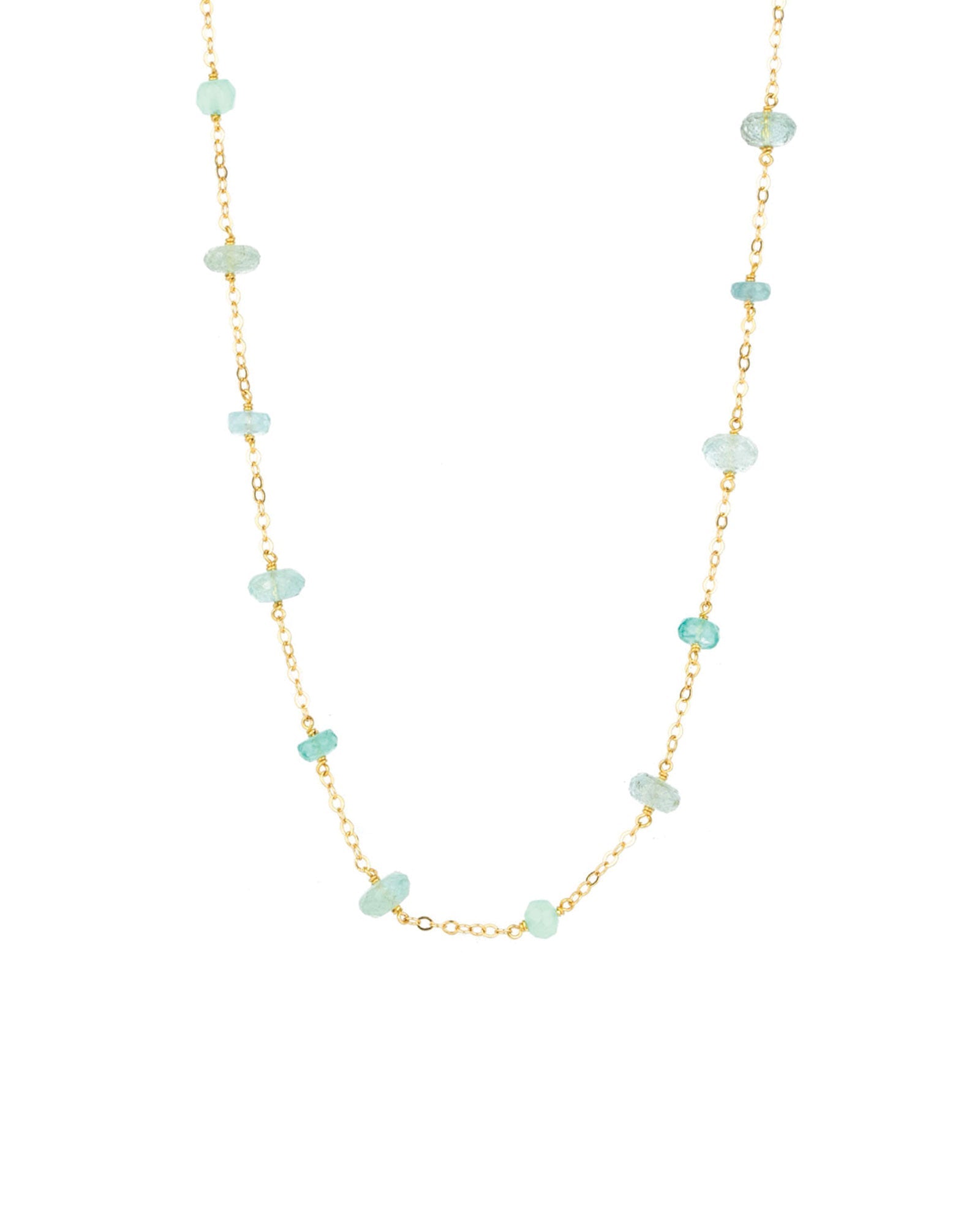 Cause We Care-Mixed Stone Station Necklace-Necklaces-14k Gold Filled, Aquamarine-Blue Ruby Jewellery-Vancouver Canada