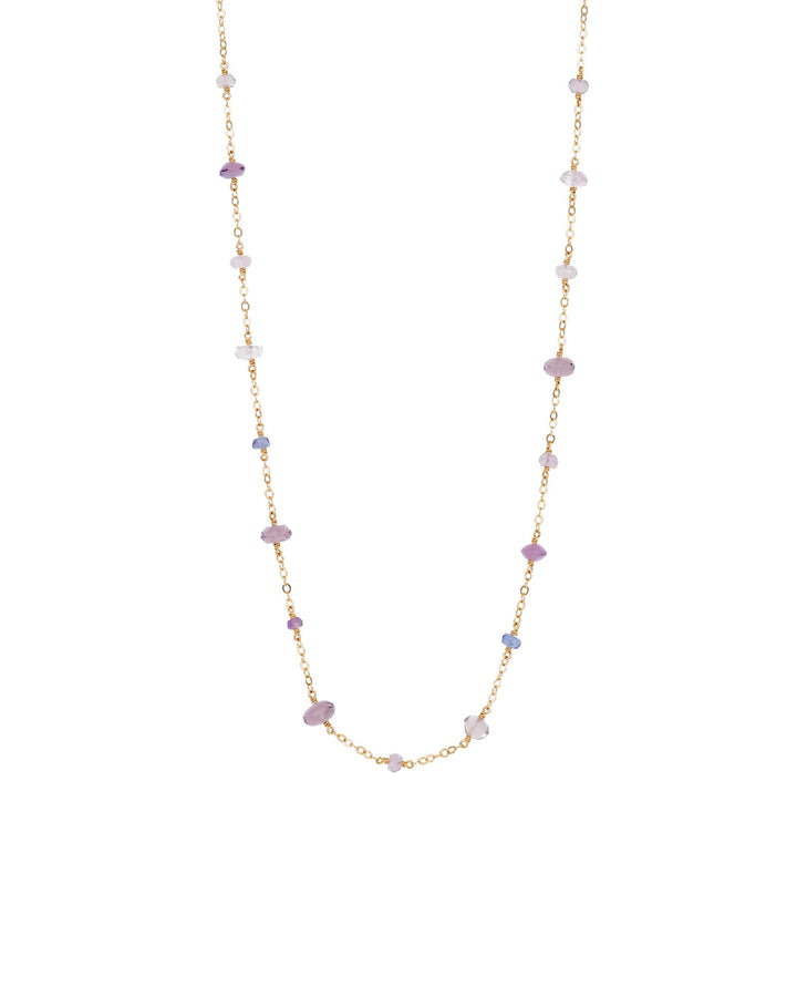 Gem Jar-Mixed Stone Station Necklace-Necklaces-14kt Gold Filled, Amethyst-Blue Ruby Jewellery-Vancouver Canada