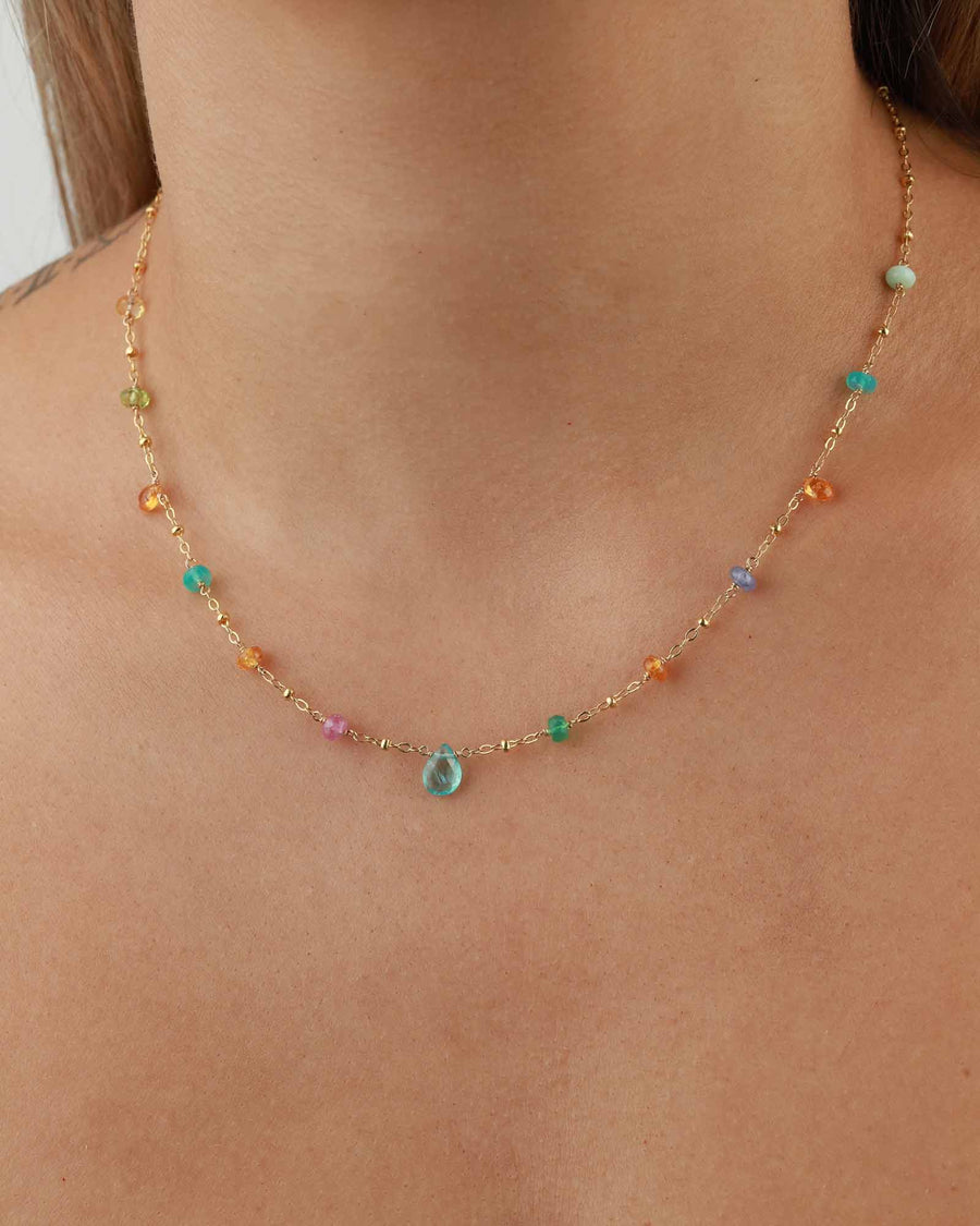 Gem Jar-Mixed Teardrop Stone Station Necklace-Necklaces-14k Gold Filled, Multi-Blue Ruby Jewellery-Vancouver Canada