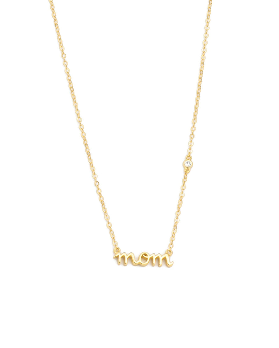Quiet Icon-Mom Cursive CZ Necklace-Necklaces-14k Gold Vermeil, Cubic Zirconia-Blue Ruby Jewellery-Vancouver Canada